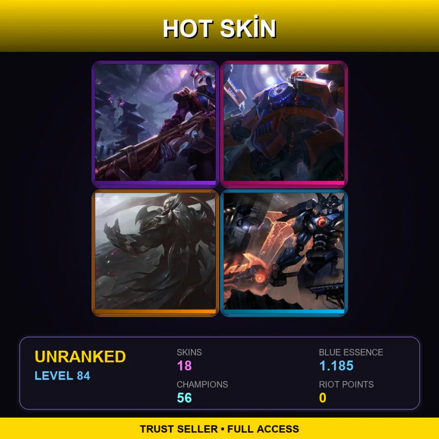 BR | Lv84 | Unranked | 18 Skin | 56 Champ — LoL account