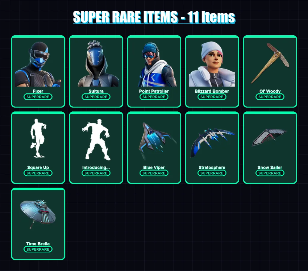 [PS4/PS5/PC] | Fixer | Sultura | Point Patroller | Blizzard Bomber | Lynx | 127 skin | 141 pickaxe | 99 emote | 121 glider | Lv1666