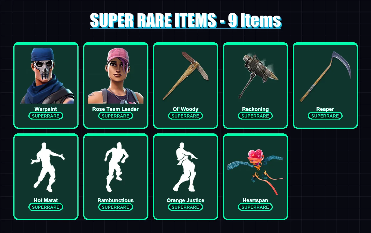 [PC/XBOX] | Warpaint | Rose Team Leader | Midas | The Prisoner | Catalyst | 85 skin | 85 pickaxe | 101 emote | 86 glider | Lv1087 — Game account