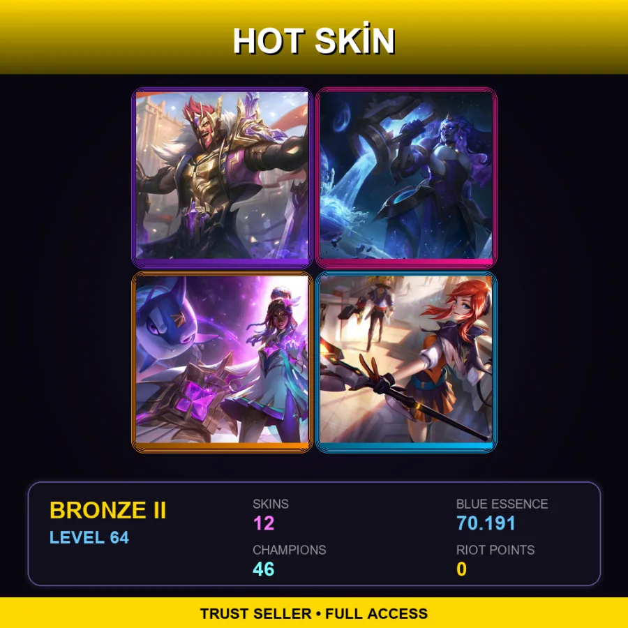EUNE | Lv64 | Bronze II | 12 Skin | 46 Champ