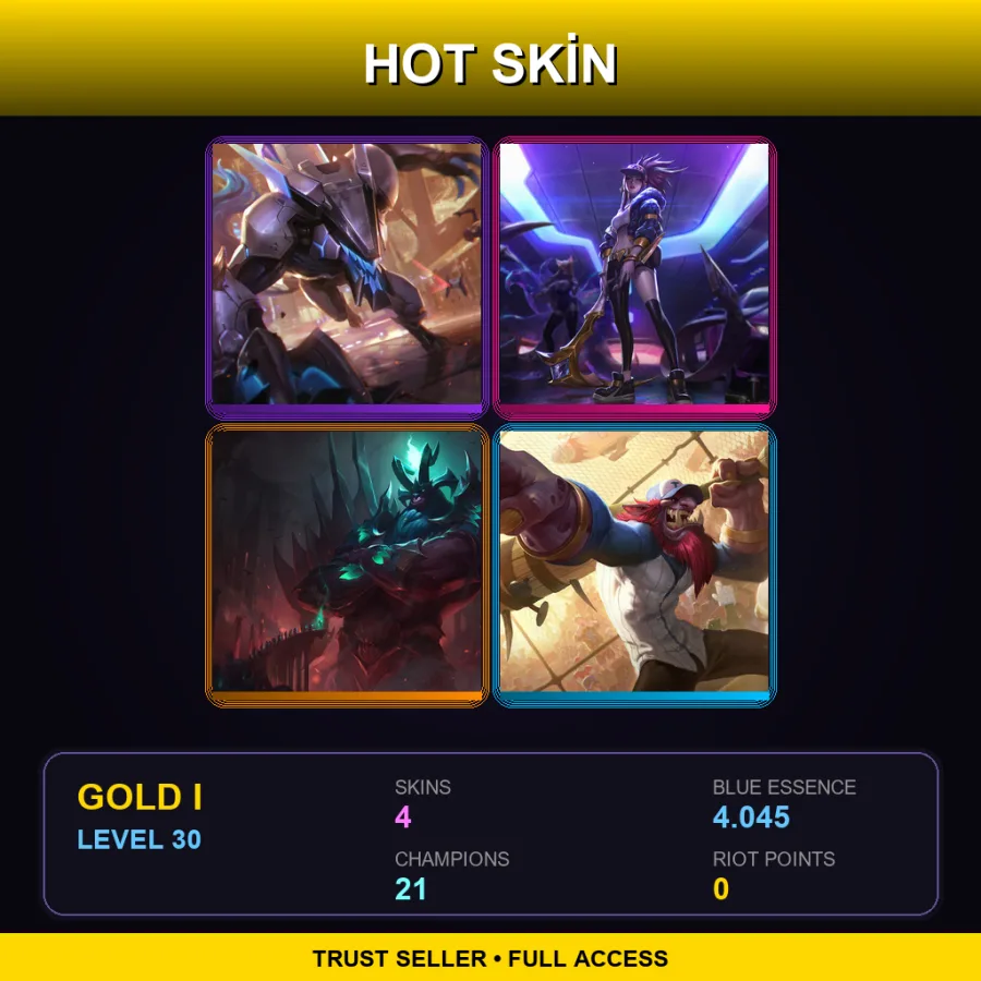 TR | Lv30 | Gold I | 4 Skin | 21 Champ — LoL account