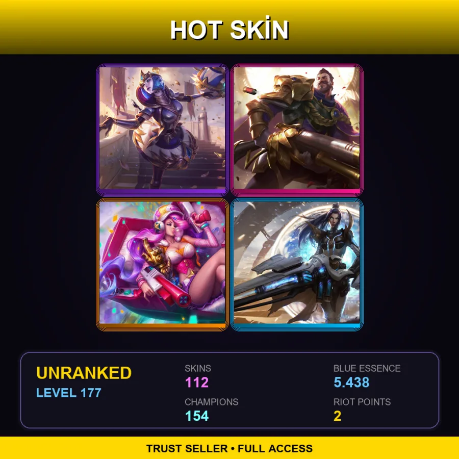 EUW | Lv177 | Unranked | 112 Skin | 154 Champ — LoL account