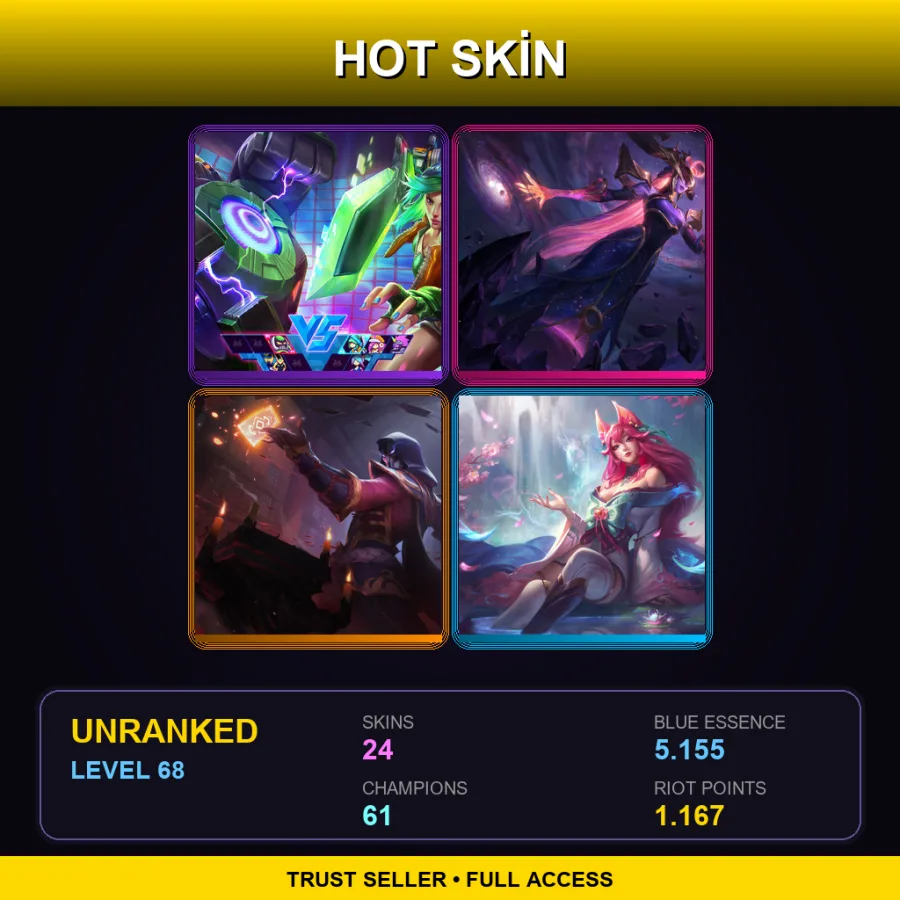 EUW | Lv68 | Unranked | 24 Skin | 61 Champ