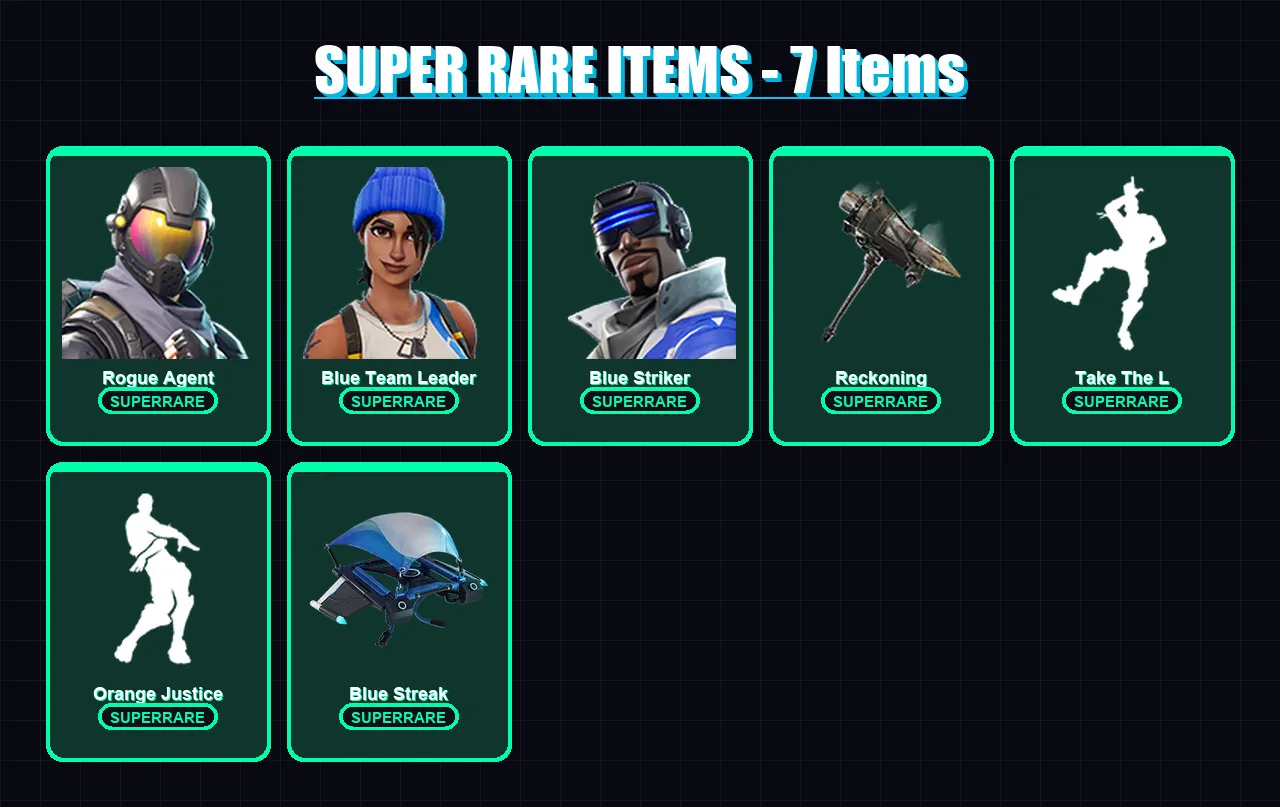 [PS4/PS5/XBOX/PC] | Rogue Agent | Blue Team Leader | Blue Striker | Dark Voyager | Omega | 31 skin | 23 pickaxe | 30 emote | 29 glider | Lv405 — Fortnite account