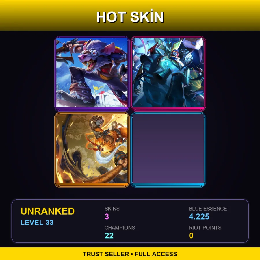 LAS | Lv33 | Unranked | 3 Skin | 22 Champ