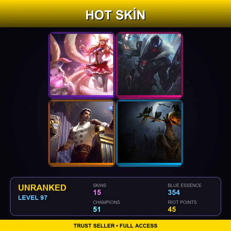 EUNE | Lv97 | Unranked | 15 Skin | 51 Champ
