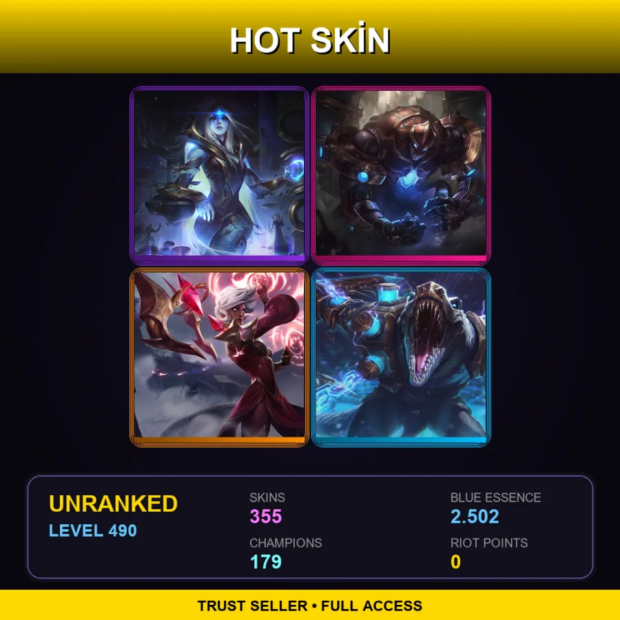 TW | Lv490 | Unranked | 355 Skin | 179 Champ