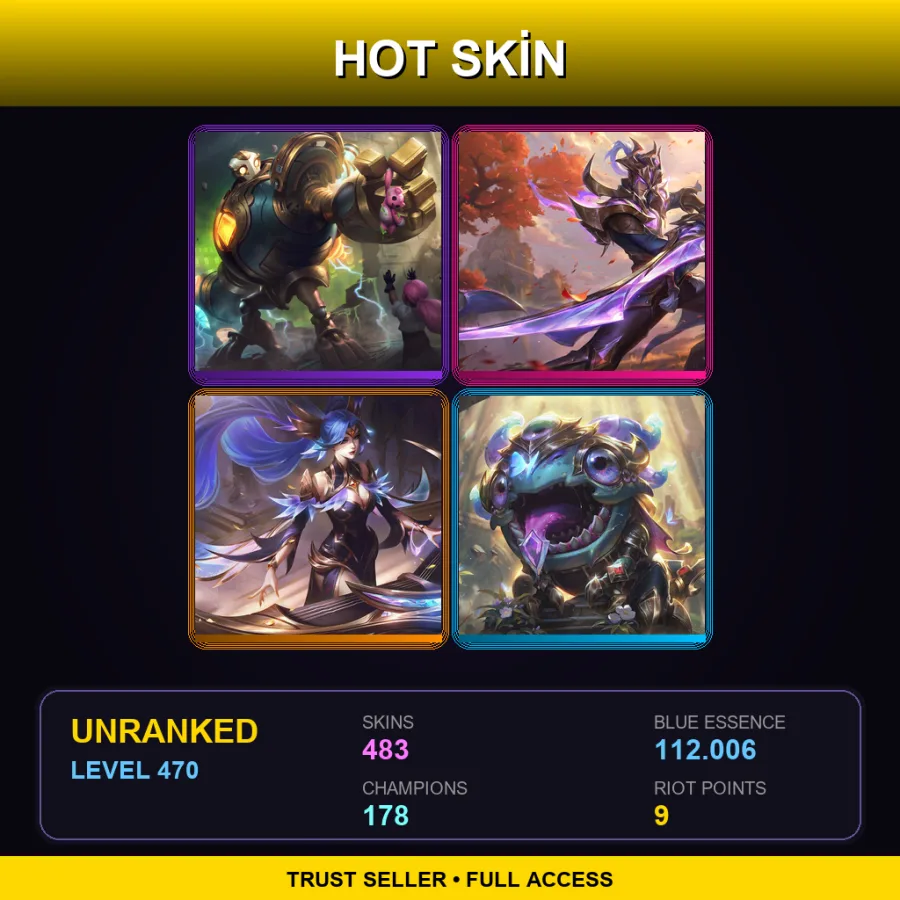 VN | Victorious Blitzcrank | Victorious Master Yi | Victorious Sona | Victorious Kog'Maw | 483 Skin | 178 Champ | Lv470