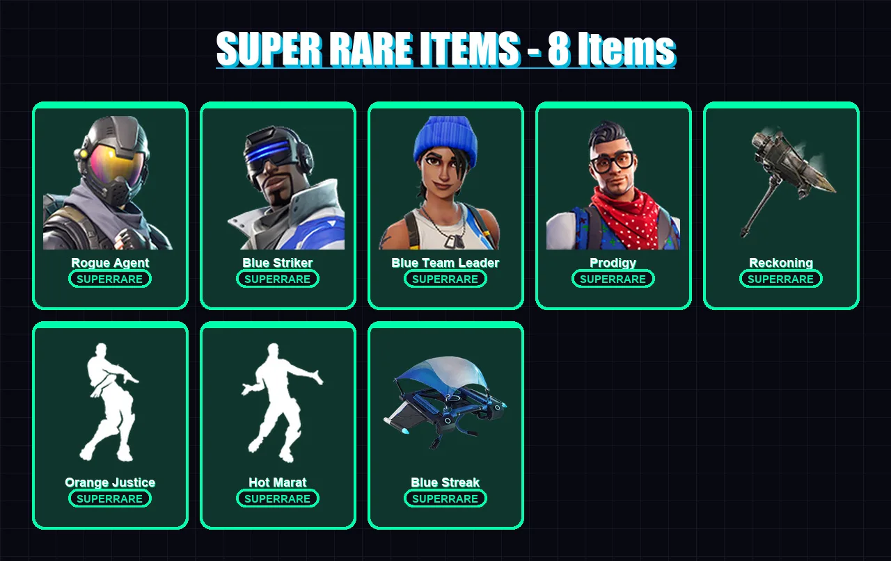 [PC/XBOX] | Rogue Agent | Blue Striker | Blue Team Leader | Prodigy | P.A.N.D.A Team Leader | 70 skin | 75 pickaxe | 69 emote | 67 glider | Lv719