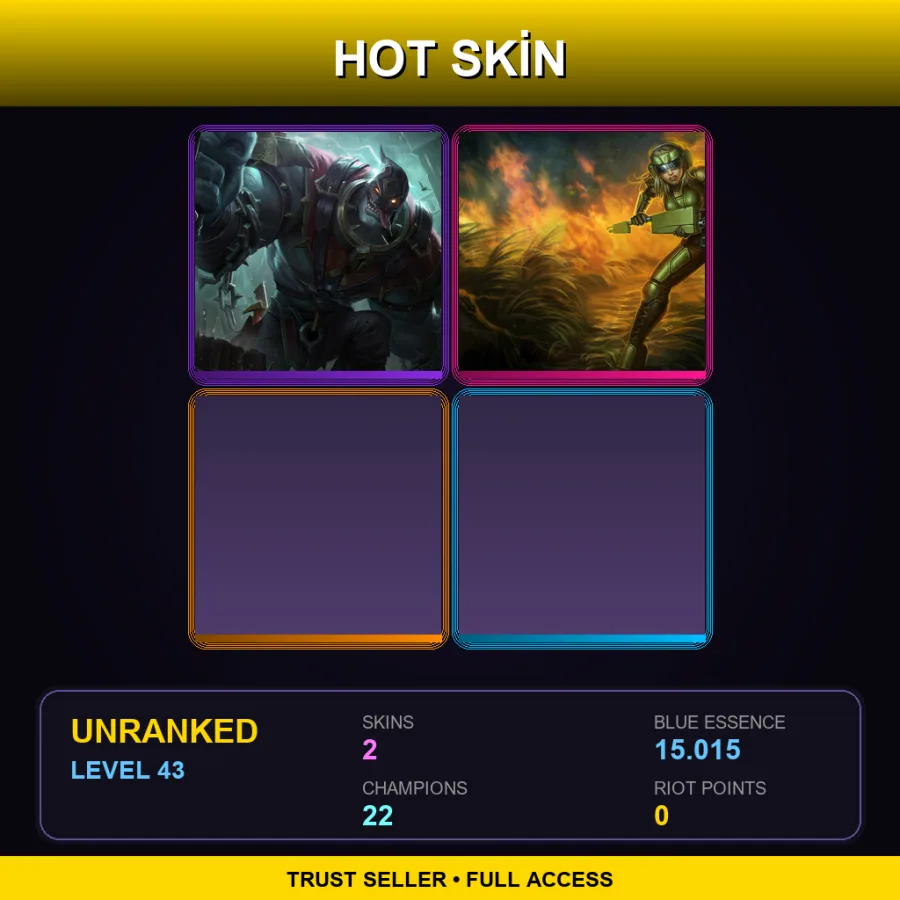 EUNE | Lv43 | Unranked | 2 Skin | 22 Champ