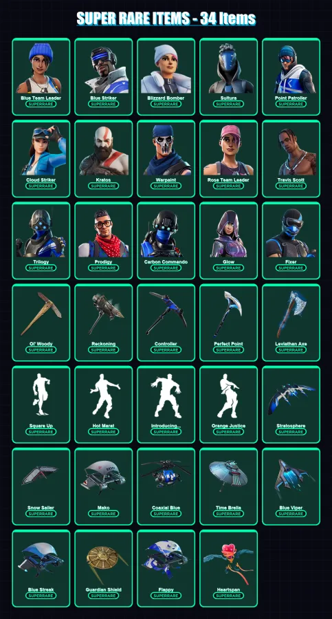 [PS4/PS5/XBOX/PC] | Blue Team Leader | Blue Striker | Blizzard Bomber | 164 skin | Lv2115 — Fortnite account