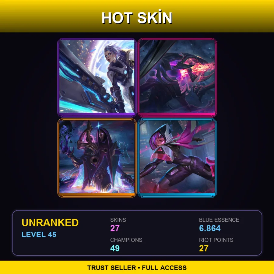 SG | Lv45 | Unranked | 27 Skin | 49 Champ — LoL account