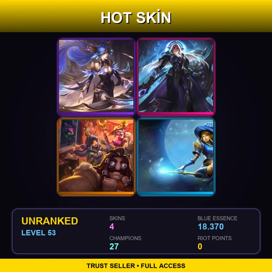 LAS | Victorious Sona | Lunar Eclipse Leona | Order of the Banana Soraka | Sorceress Lux | 4 Skin | 27 Champ | Lv53