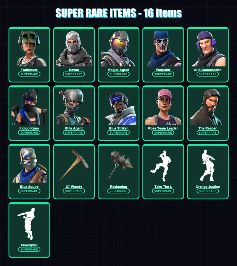 [PS4/PS5/XBOX/PC] | Trailblazer | Havoc | Rogue Agent | Warpaint | Sub Commander | 47 skin | 23 pickaxe | 39 emote | 24 glider | Lv235 — Fortnite account