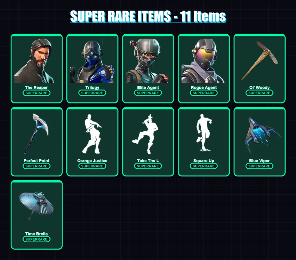 [PC/XBOX] | The Reaper | Trilogy | Elite Agent | Rogue Agent | Omega | 103 skin | 101 pickaxe | 90 emote | 83 glider | Lv1230