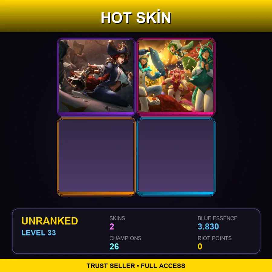 NA | Lv33 | Unranked | 2 Skin | 26 Champ — Unranked / Smurf League of Legends