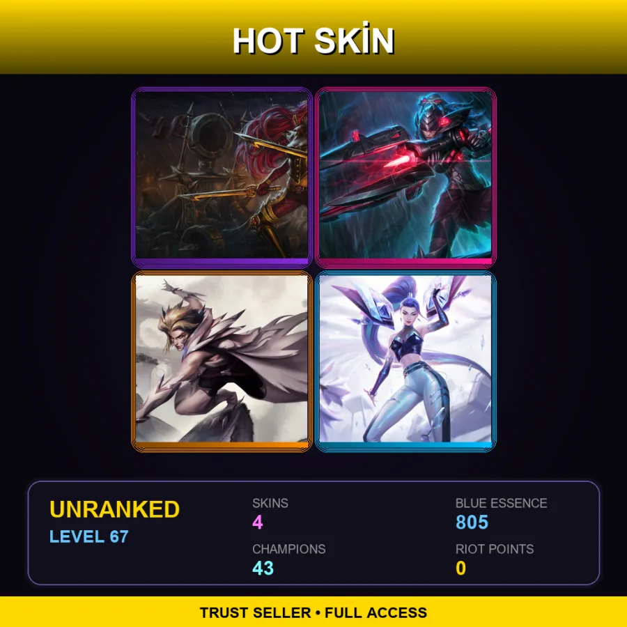 LAS | Lv67 | Unranked | 4 Skin | 43 Champ — LoL account