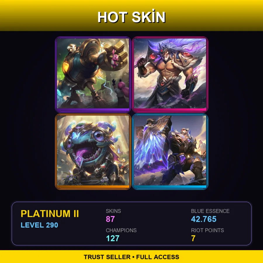 EUNE | Lv290 | Platinum II | 87 Skin | 127 Champ
