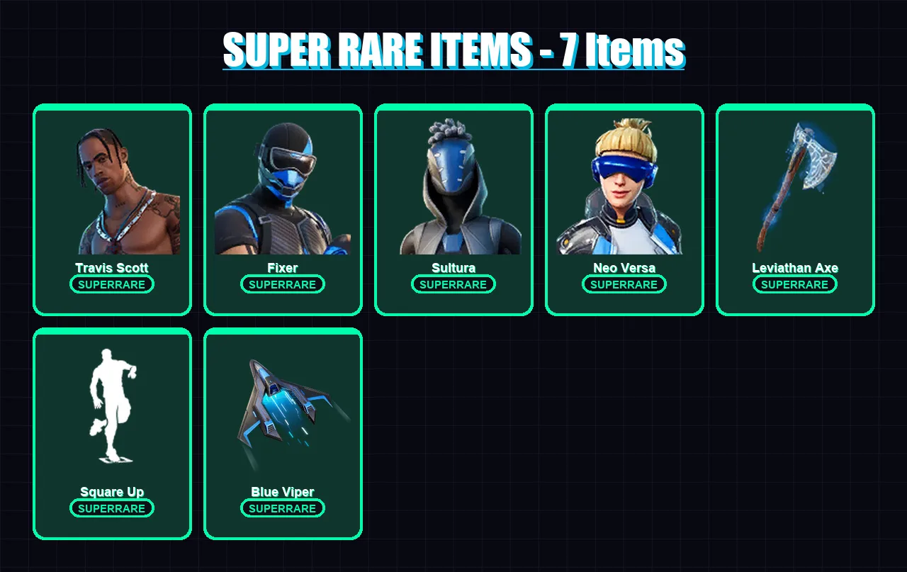 [PS4/PS5/XBOX/PC] | Travis Scott | Fixer | Sultura | Neo Versa | Raven | 81 skin | 123 pickaxe | 84 emote | 103 glider | Lv1582 — Fortnite account