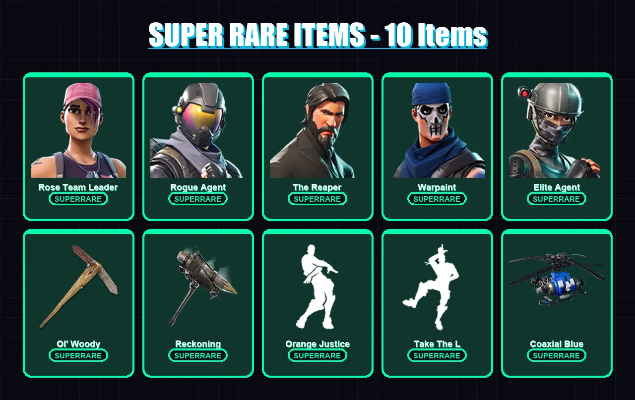 [PS4/PS5/PC] | Rose Team Leader | Rogue Agent | The Reaper | Warpaint | Elite Agent | 82 skin | 79 pickaxe | 58 emote | 55 glider | Lv631 — Fortnite account