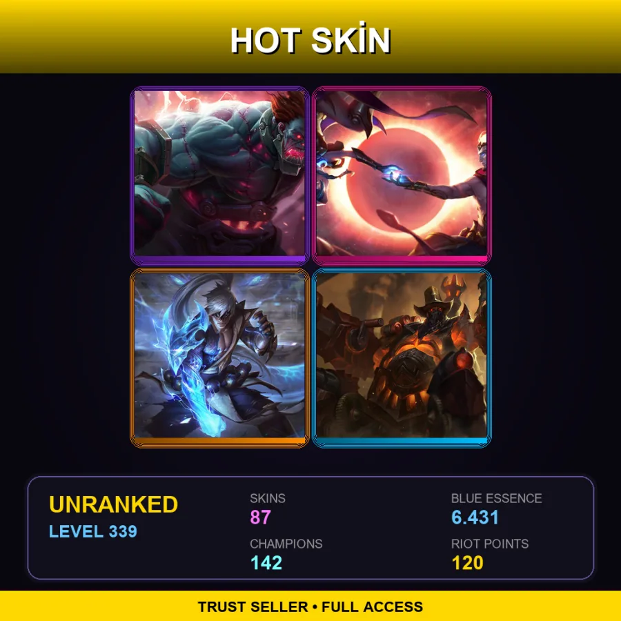 LAN | Lv339 | Unranked | 87 Skin | 142 Champ — LoL account
