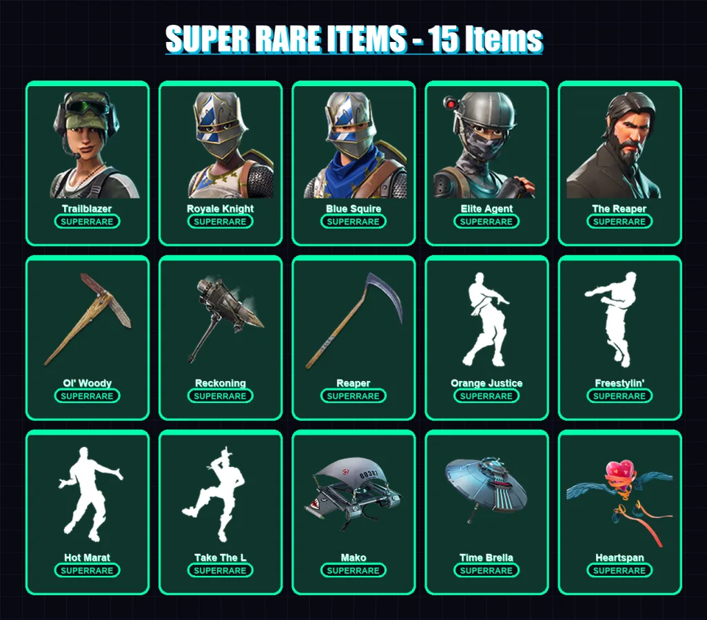 [PC/PSN] | Trailblazer | Royale Knight | Blue Squire | Elite Agent | The Reaper | 61 skin | 64 pickaxe | 83 emote | 65 glider | Lv905