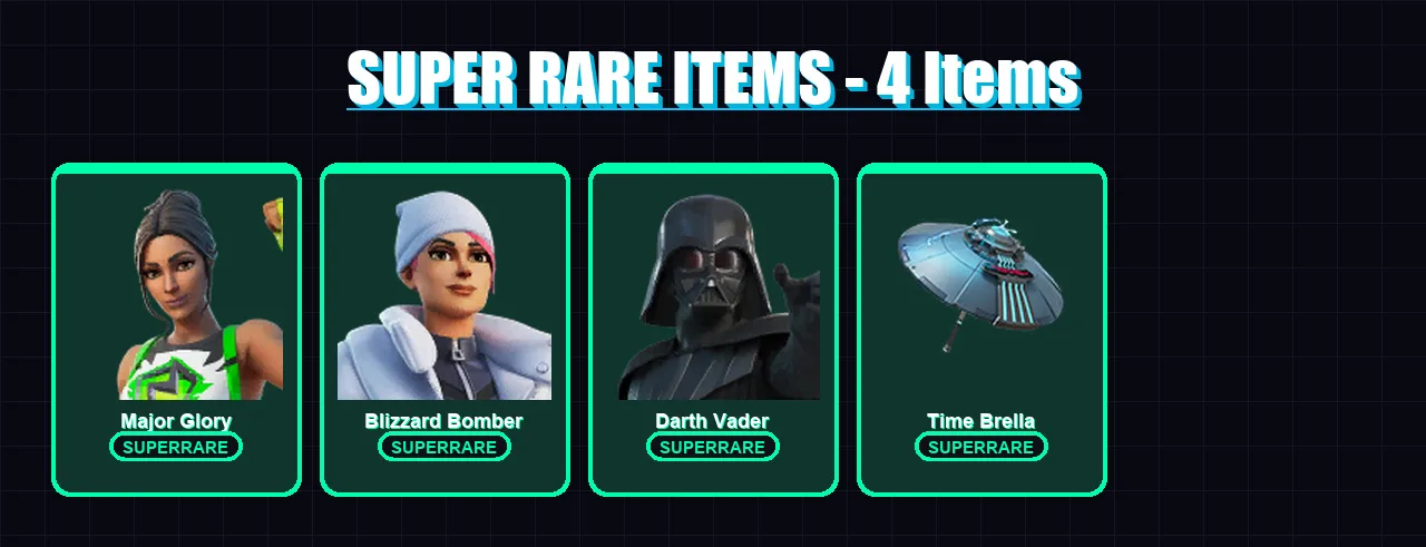 [PS4/PS5/XBOX/PC] | Major Glory | Blizzard Bomber | Darth Vader | Polarity | Valeria | 133 skin | 120 pickaxe | 97 emote | 102 glider | Lv1636
