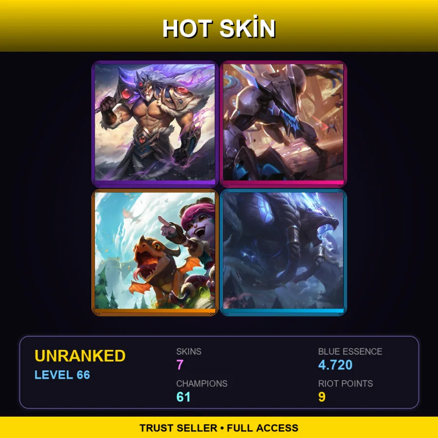 EUNE | Lv66 | Unranked | 7 Skin | 61 Champ