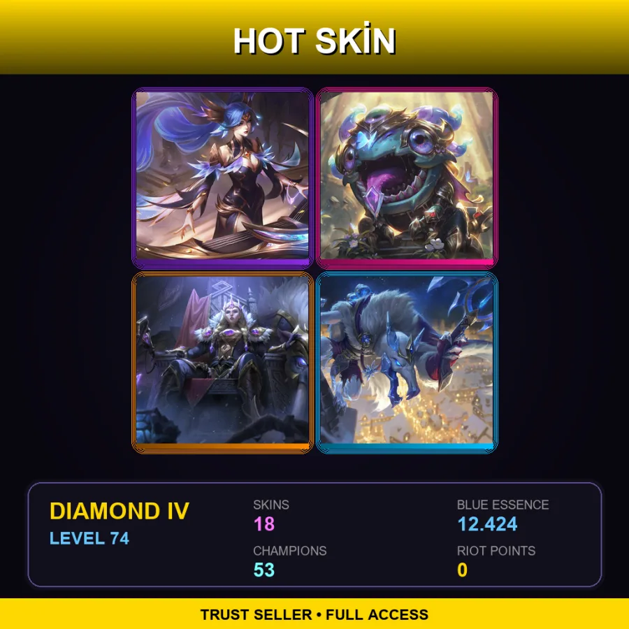 ME | Lv74 | Diamond IV | 18 Skin | 53 Champ — LoL account