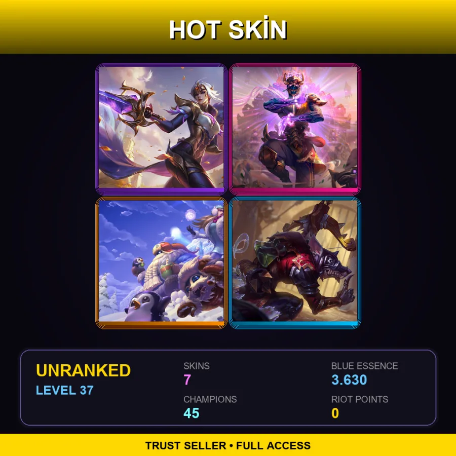 EUW | Lv37 | Unranked | 7 Skin | 45 Champ
