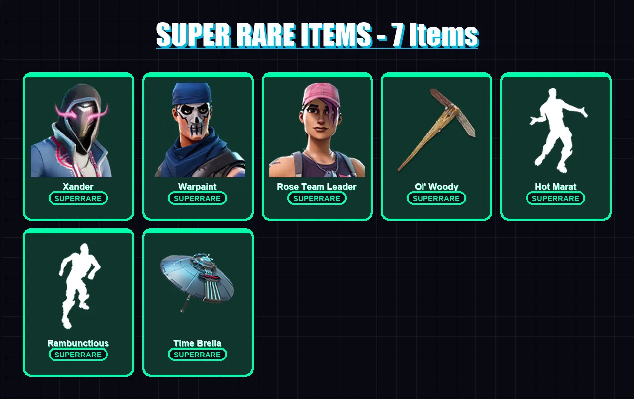 [PC/PSN] | Xander | Warpaint | Rose Team Leader | Sorana | Omegarok | 147 skin | 160 pickaxe | 133 emote | 155 glider | Lv2310 — Fortnite account