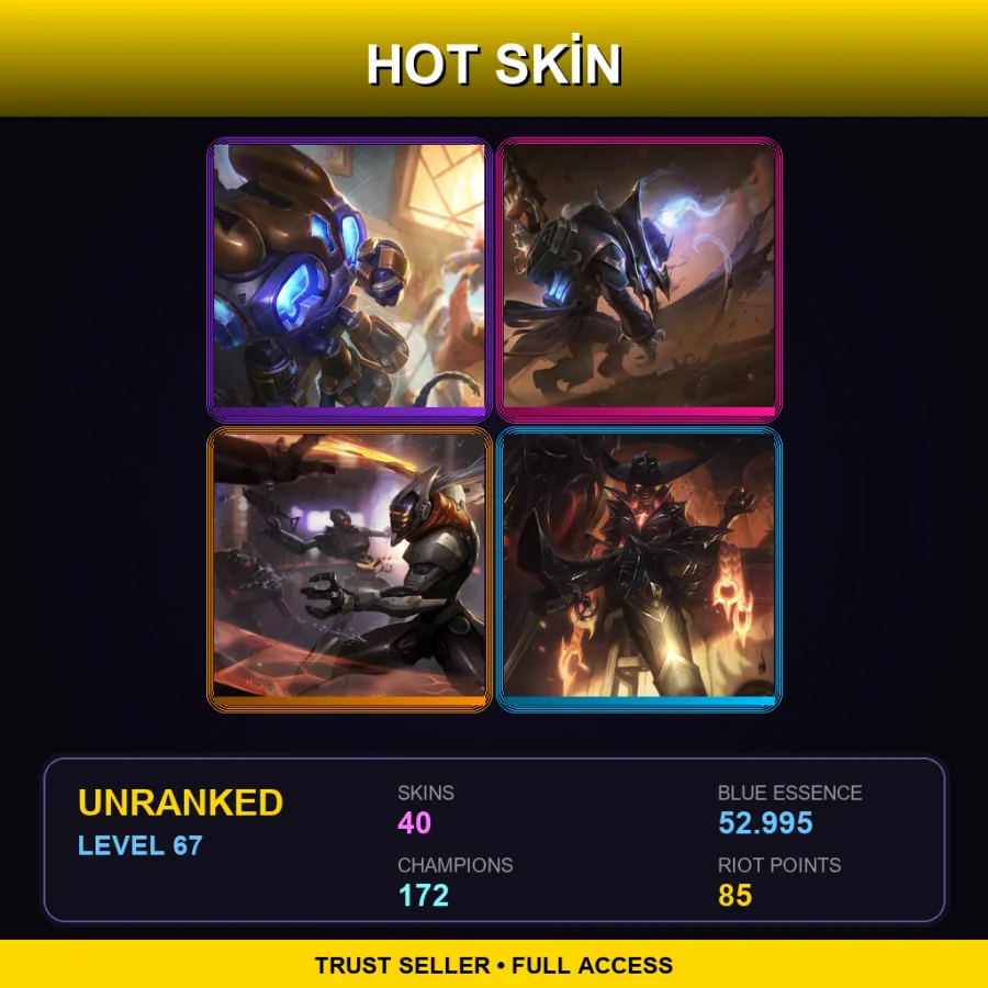 SG | Lv67 | Unranked | 40 Skin | 172 Champ — LoL account