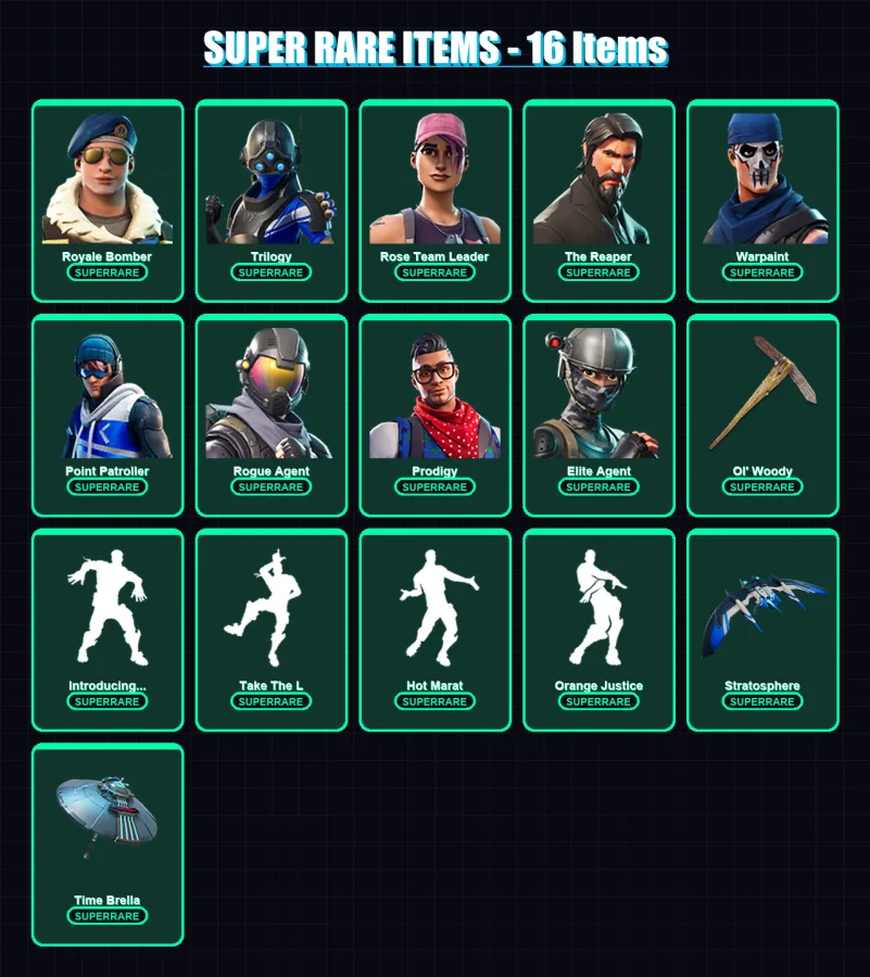 [PS4/PS5/PC] | Royale Bomber | Trilogy | Rose Team Leader | The Reaper | Warpaint | 102 skin | 97 pickaxe | 104 emote | 102 glider | Lv1113 — Fortnite account