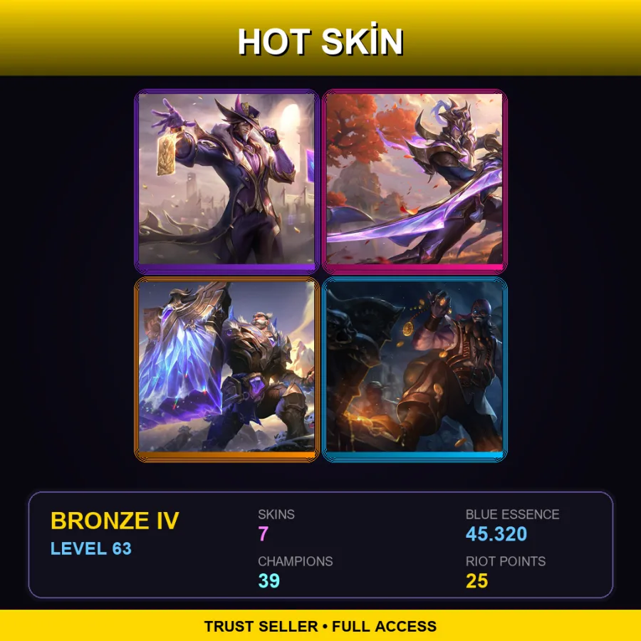 EUW | Lv63 | Bronze IV | 7 Skin | 39 Champ