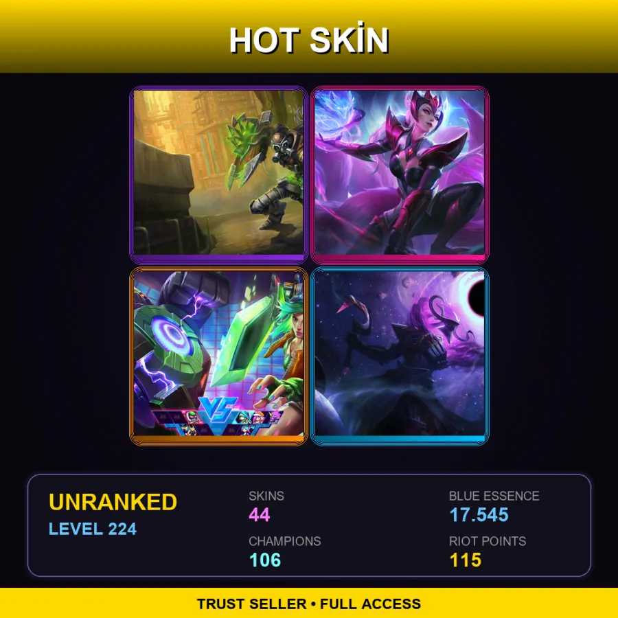 EUNE | Lv224 | Unranked | 44 Skin | 106 Champ