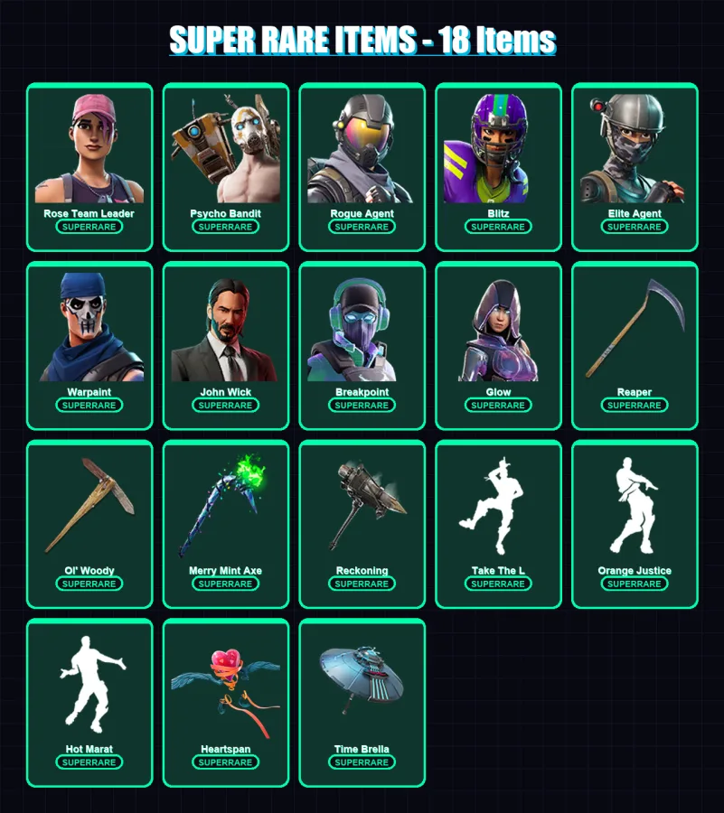 [PS4/PS5/PC] | Rose Team Leader | Psycho Bandit | Rogue Agent | Blitz | Elite Agent | 232 skin | 167 pickaxe | 151 emote | 145 glider | Lv2026