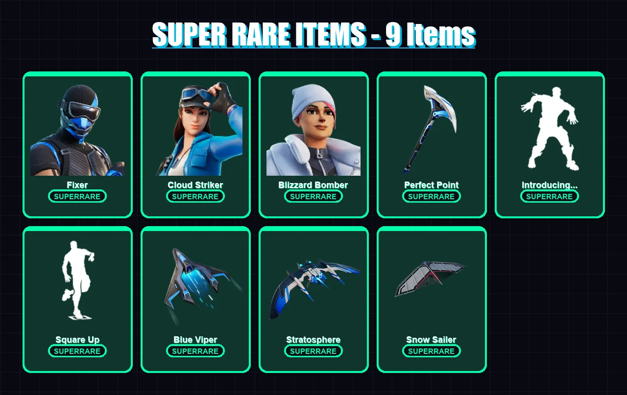 [PS4/PS5/XBOX/PC] | Fixer | Cloud Striker | Blizzard Bomber | Predator | Raz | 72 skin | 68 pickaxe | 43 emote | 56 glider | Lv778