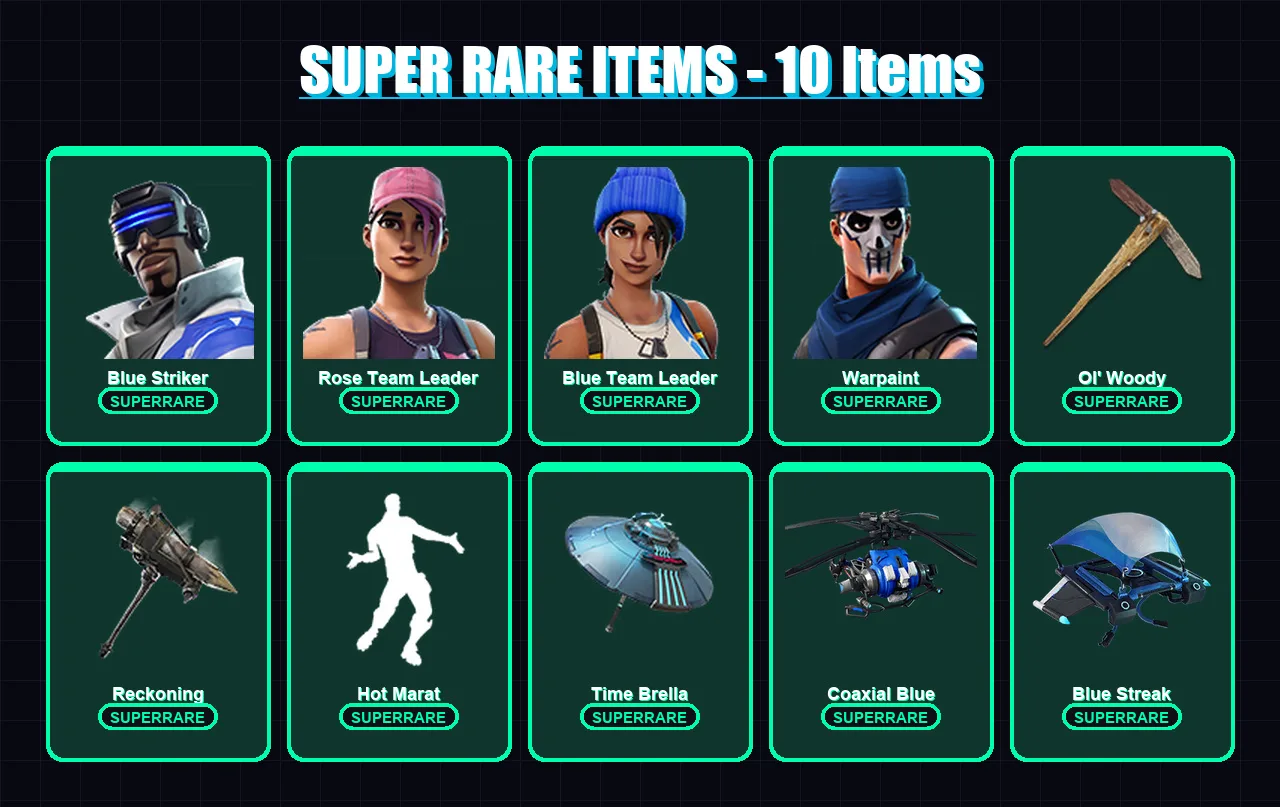 [PS4/PS5/XBOX/PC] | Blue Striker | Rose Team Leader | Blue Team Leader | Warpaint | Hybrid | 96 skin | 74 pickaxe | 73 emote | 86 glider | Lv907 — Fortnite account