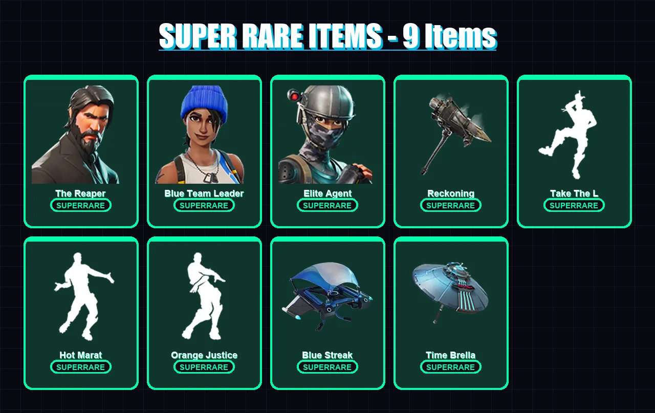 [PS4/PS5/XBOX/PC] | The Reaper | Blue Team Leader | Elite Agent | Drift | Calamity | 24 skin | 29 pickaxe | 37 emote | 43 glider | Lv653