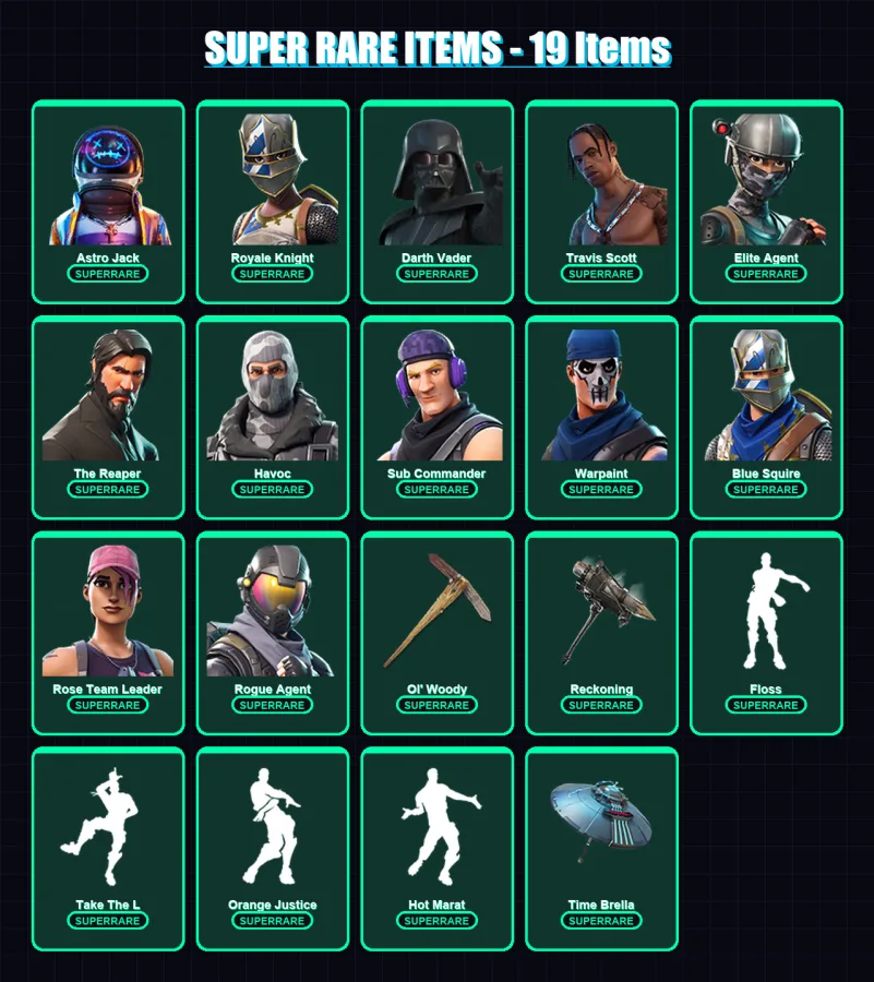[PC] | Astro Jack | Royale Knight | Darth Vader | Travis Scott | Elite Agent | 170 skin | 126 pickaxe | 180 emote | 133 glider | Lv1597