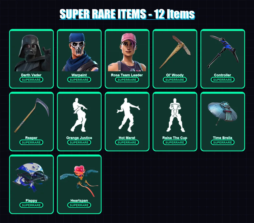 [PS4/PS5/XBOX/PC] | Darth Vader | Warpaint | Rose Team Leader | Zeus | Nezumi | 207 skin | 250 pickaxe | 222 emote | 227 glider | Lv3765