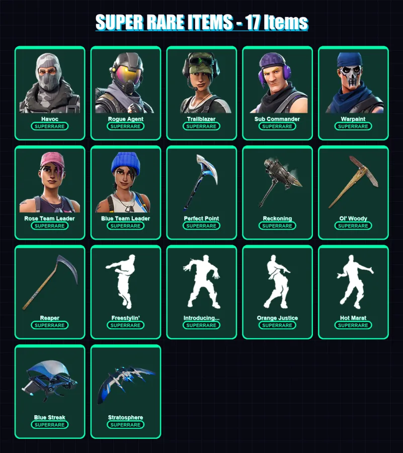 [PS4/PS5/XBOX/PC] | Omega | Havoc | Rogue Agent | Trailblazer | Sub Commander | 123 skin | 90 pickaxe | 111 emote | 84 glider | Lv1117