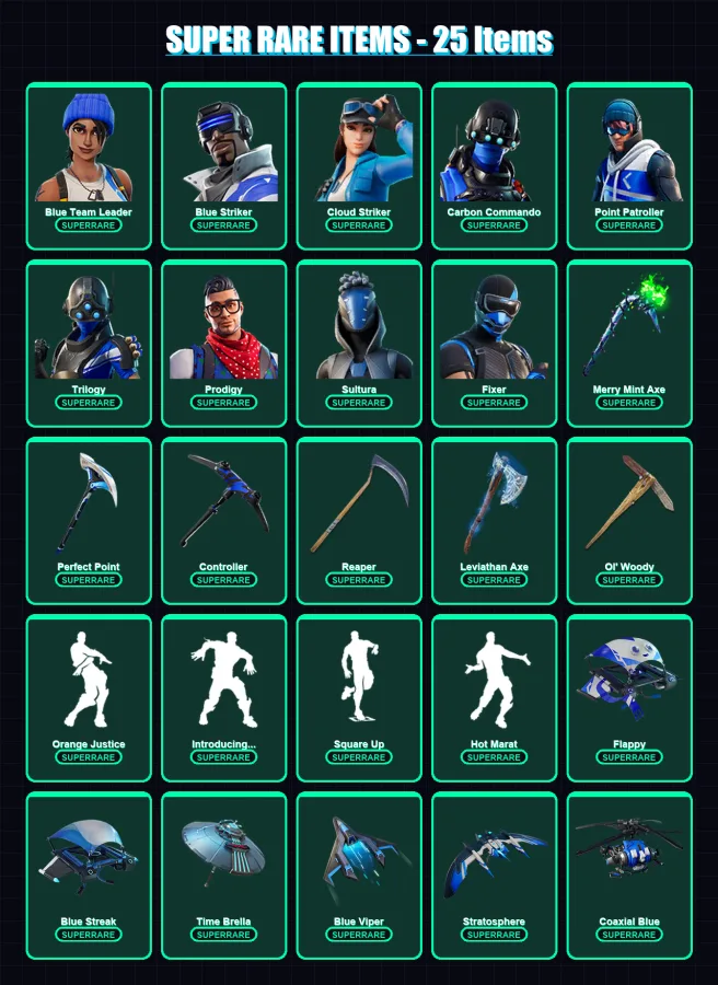 [PC/XBOX/PSN] | Blue Team Leader | Blue Striker | Cloud Striker | 198 skin | Lv3036 — Fortnite account