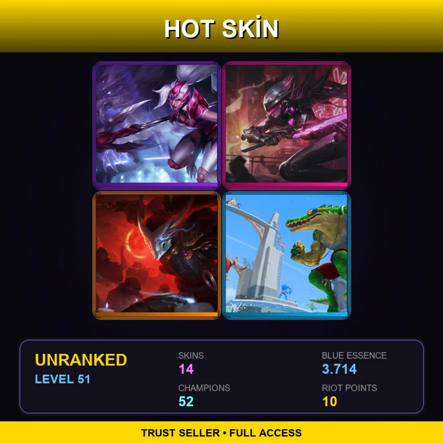 EUNE | Lv51 | Unranked | 14 Skin | 52 Champ