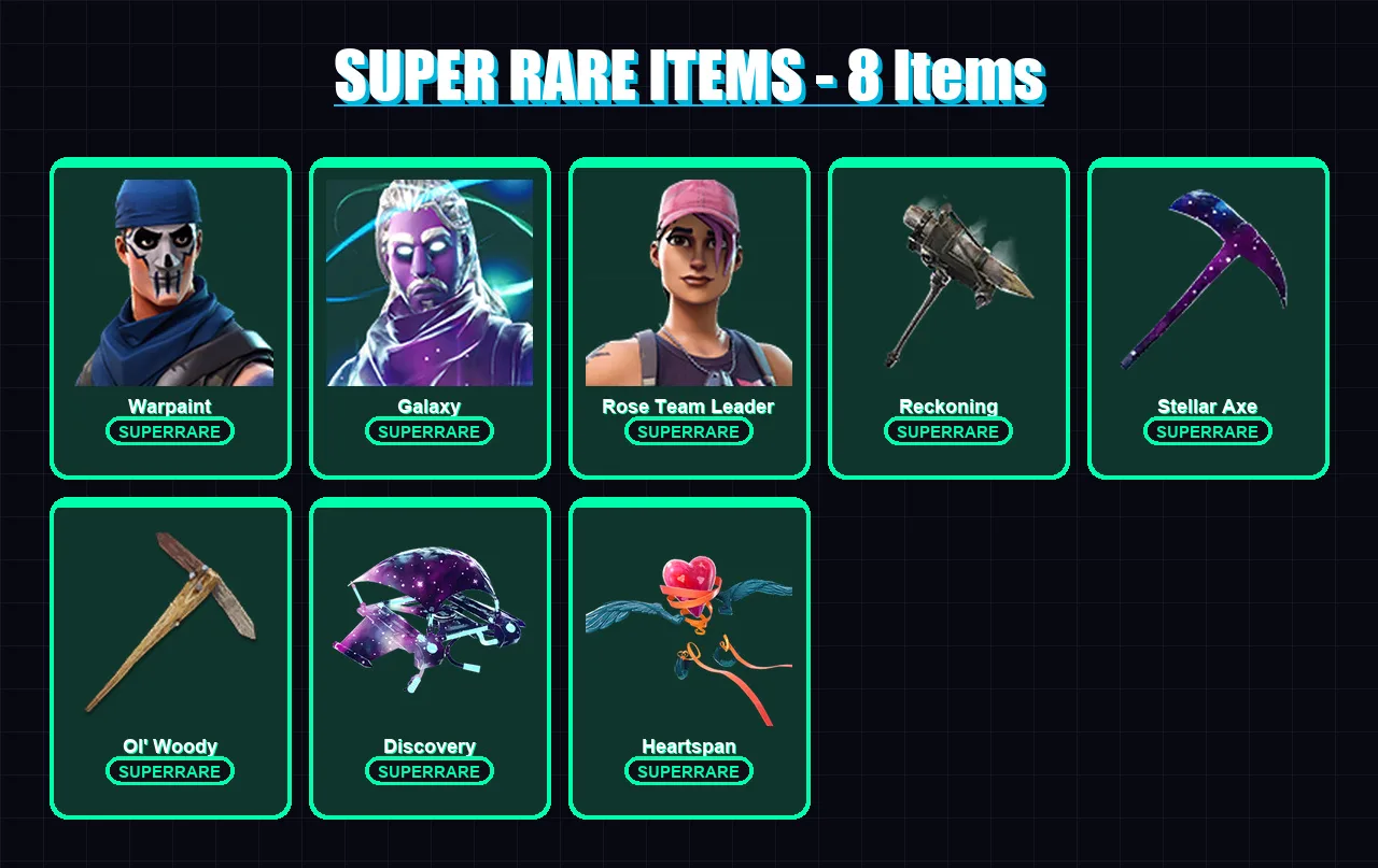 [PC/XBOX] | Warpaint | Galaxy | Rose Team Leader | Lynx | Fallen Love Ranger | 36 skin | 21 pickaxe | 27 emote | 28 glider | Lv242