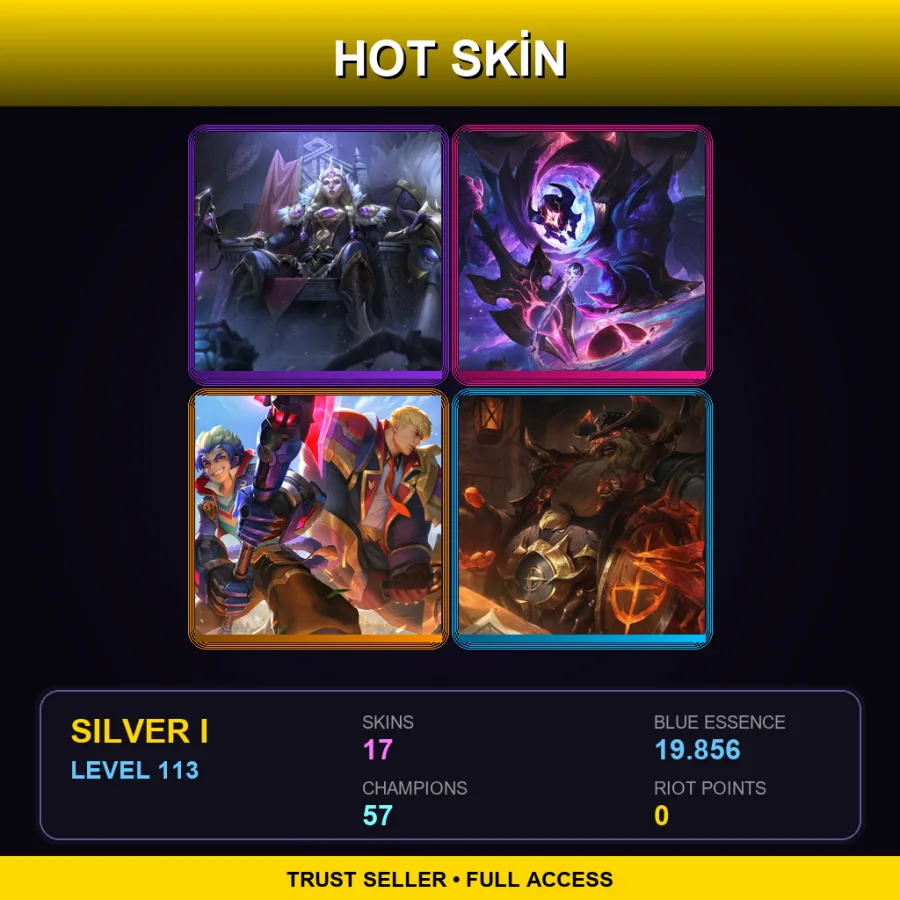 EUW | Lv113 | Silver I | 17 Skin | 57 Champ — LoL account