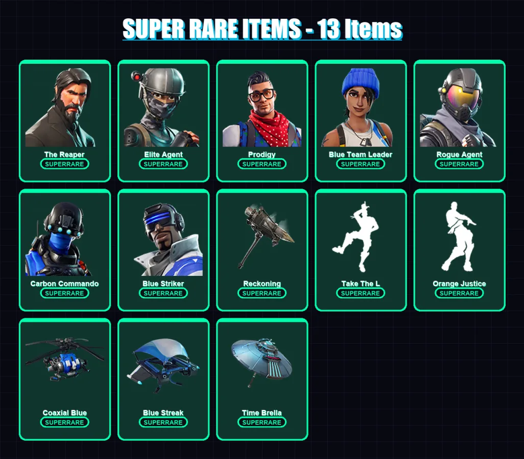 [PC/XBOX/PSN] | The Reaper | Elite Agent | Prodigy | Blue Team Leader | Rogue Agent | 58 skin | 37 pickaxe | 54 emote | 44 glider | Lv575