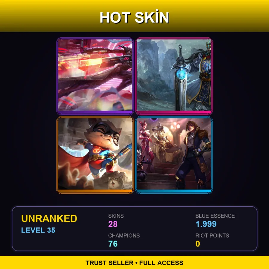 SG | Lv35 | Unranked | 28 Skin | 76 Champ