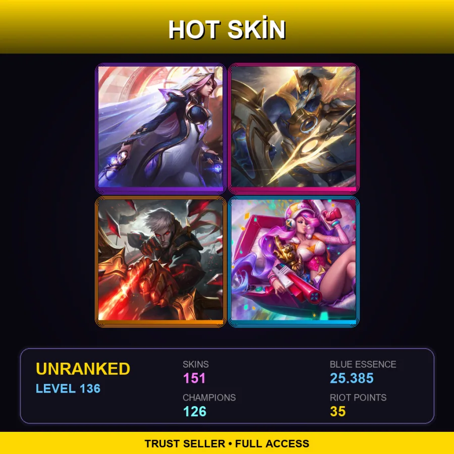 EUNE | Lv136 | Unranked | 151 Skin | 126 Champ — Coven Morgana