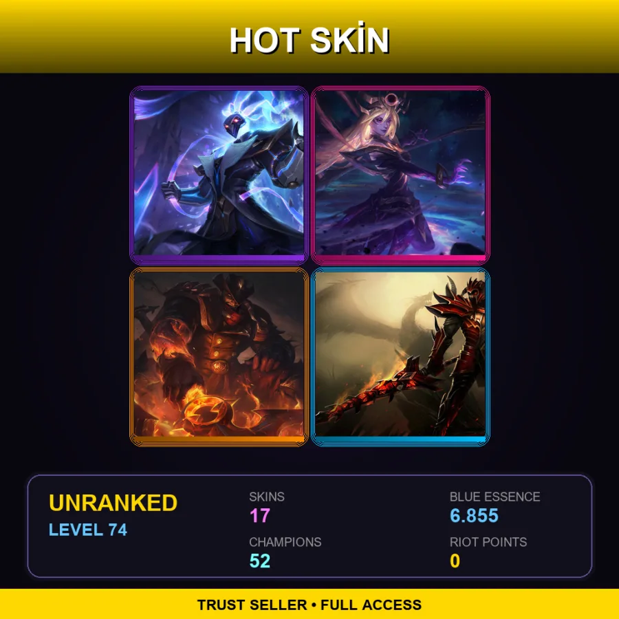 EUNE | Lv74 | Unranked | 17 Skin | 52 Champ